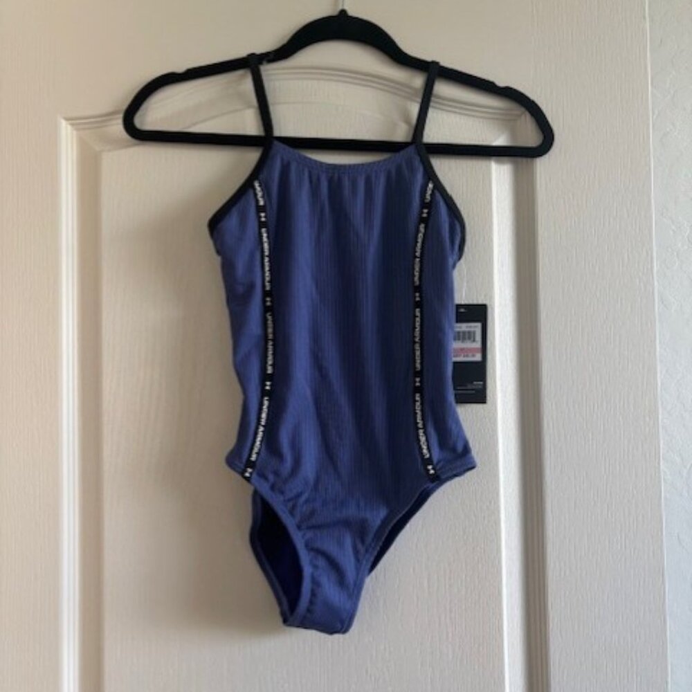 NWT Under Armour UA Taping 1PC Swimsuit, Ribbed Starlight, 10